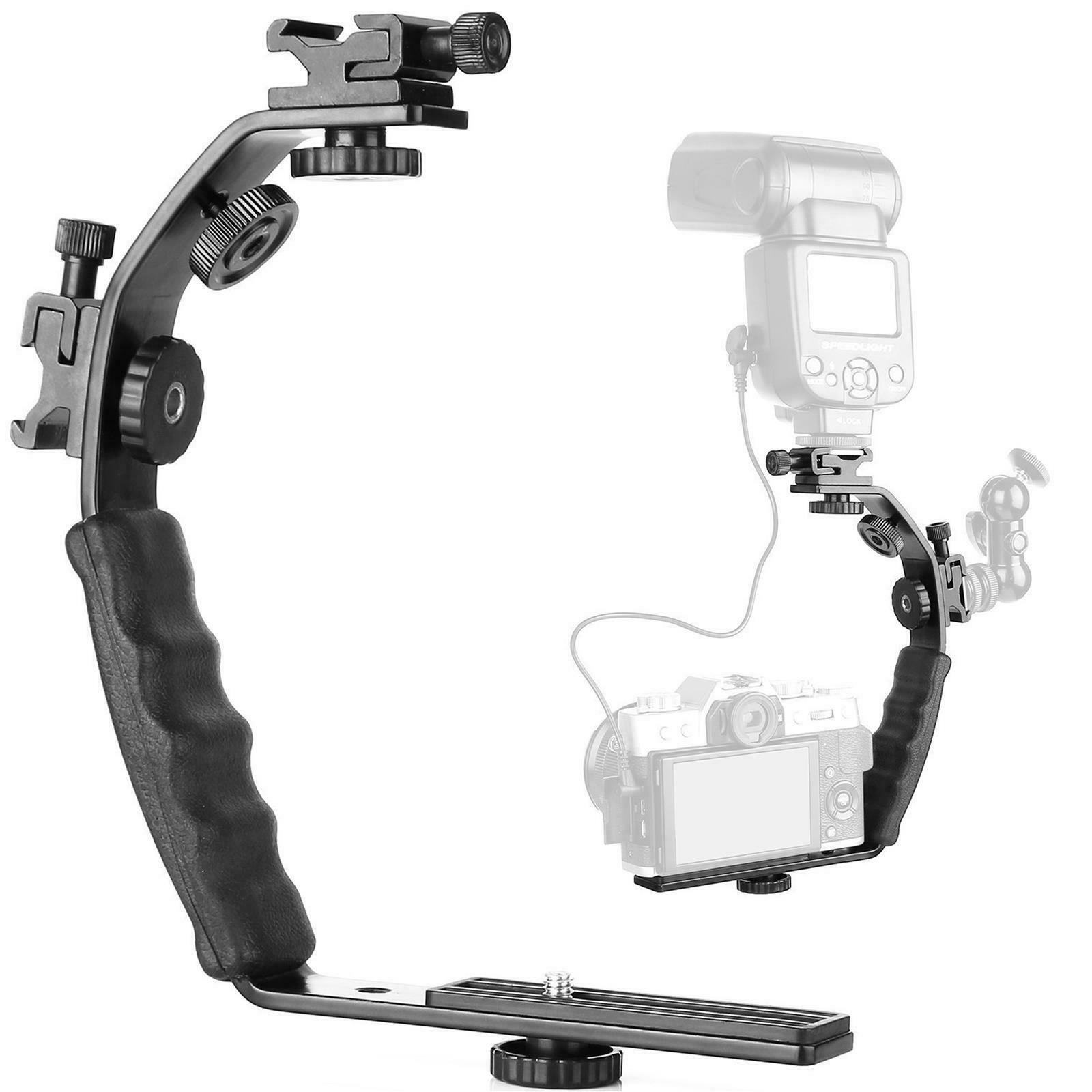 En forme de Support de Flash DSLR Support De Caméra Double Griffe Support Poignée Souple Vidéo Micro Deux sabot élargir L