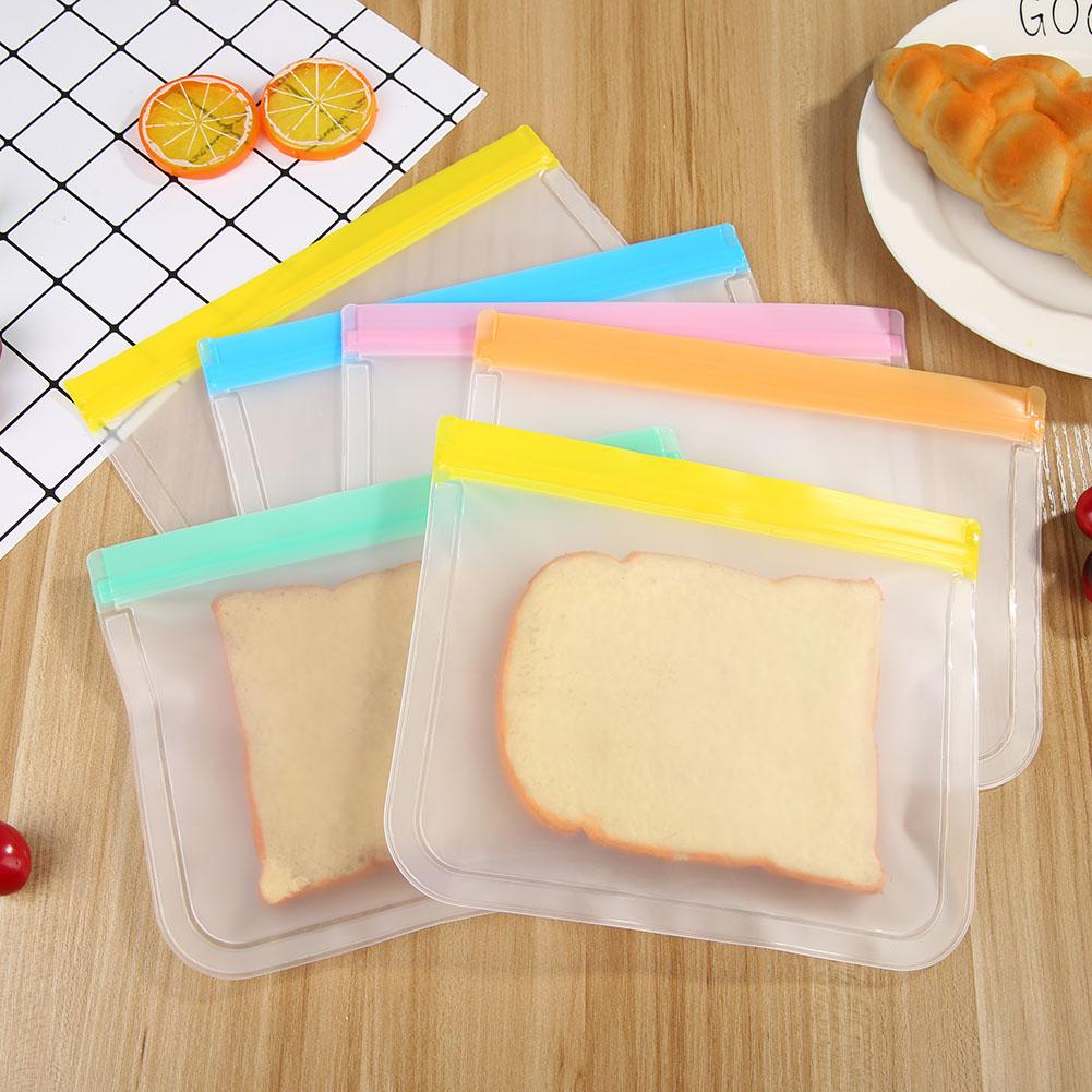 10/6 sztuk silikonowa torba na żywność silikonowe torby na żywność wielokrotnego użytku silikonowa torba na żywność torba na zamek szczelne robić zamrażarki zachowanie wielu celów Dropship: wielobarwność 6szt
