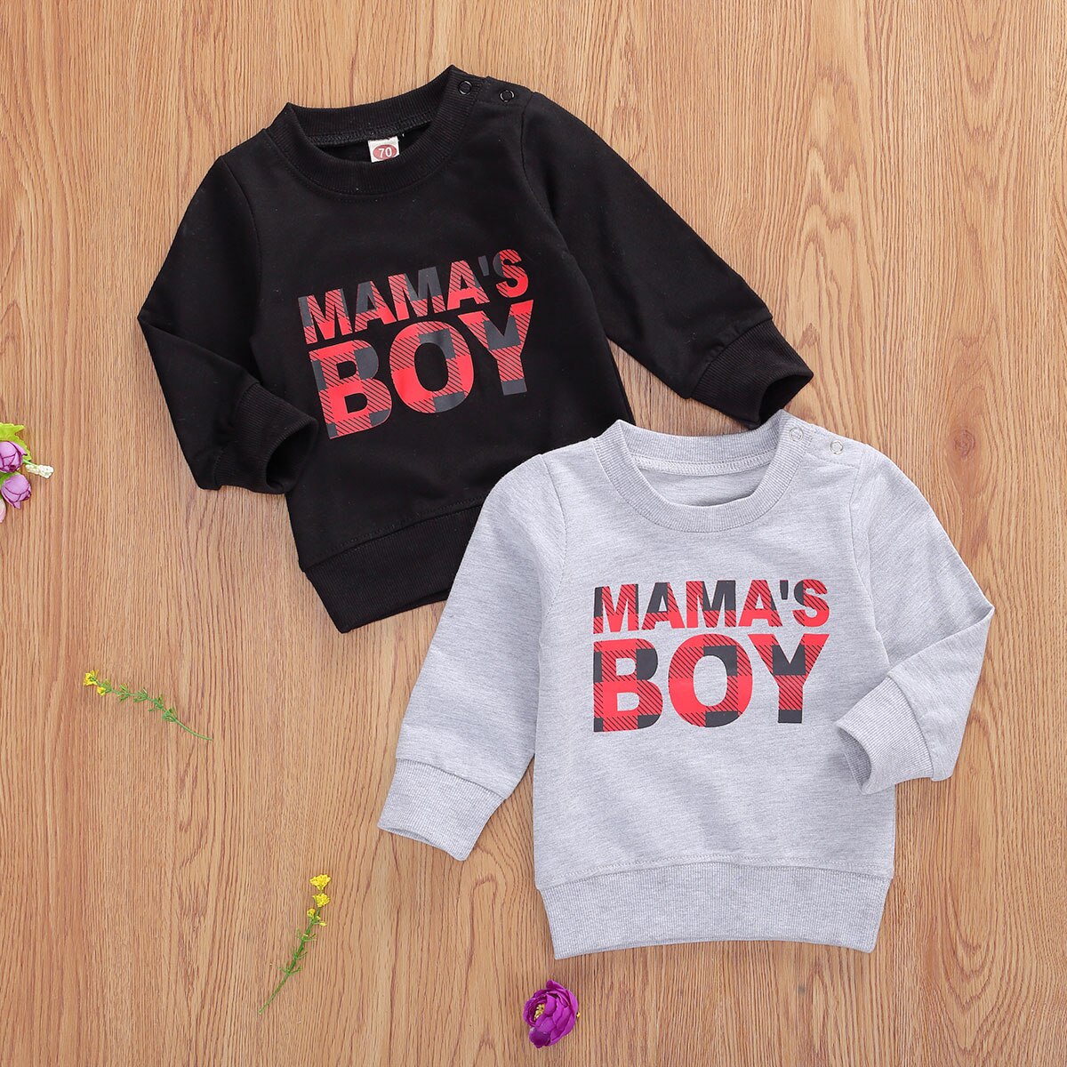 Baby Boy Girl Sweatshirt Baby Boy Autumn Spring Black White Letter Print Long Sleeve Tops Sweatshirt 0-24M