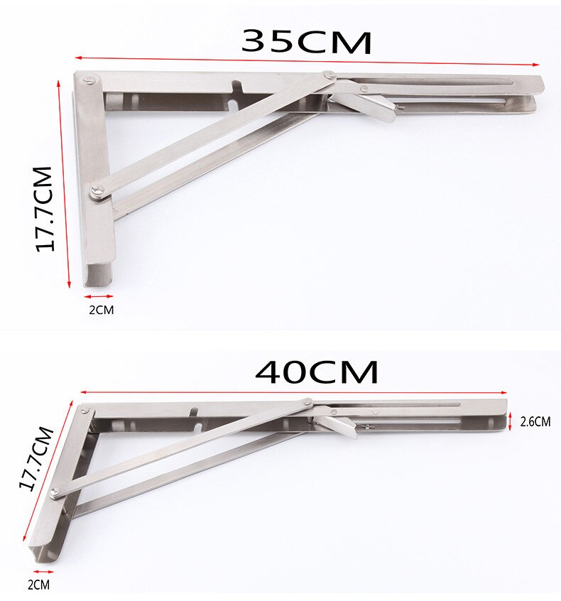 2Pcs 8-14 Inch White Triangle Folding Angle Bracket Adjustable Wall Mounted Durable Bearing Shelf Bracket DIY Furniture Hardware