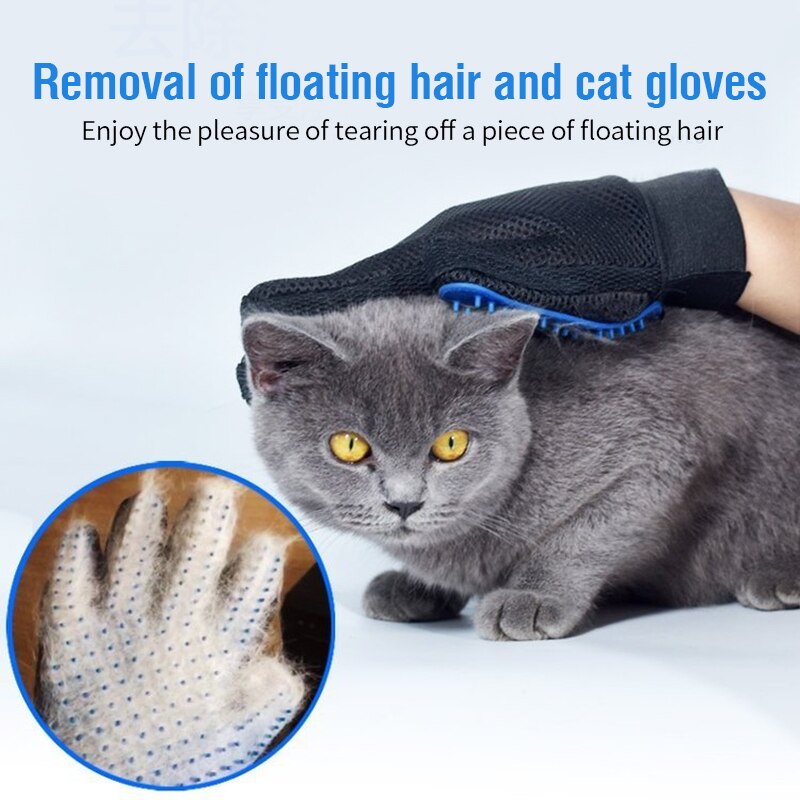 Guante de caucho para mascotas, guante de aseo para gatos, guantes para Cepillar el pelo del gato, peine para perros para gatos, cepillo para quitar el pelo, masaje limpio