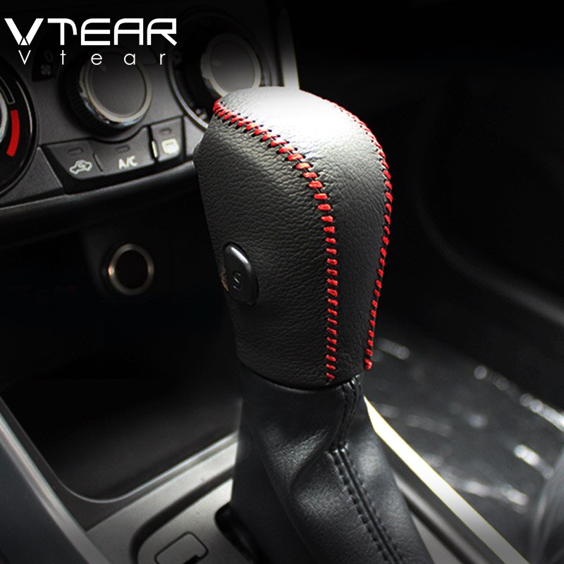 Vtear til suzuki ignis gearskifte kraver cover læder hoved knop greb covers håndbremse kuffert tilbehør bil-styling dekoration