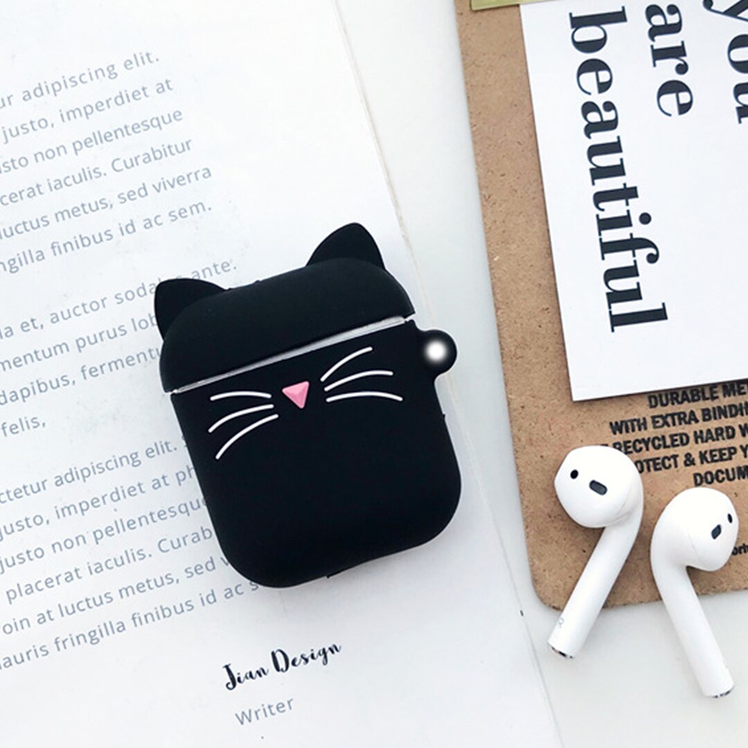 Per airpods 2 Caso Sveglio Del Fumetto Del Gatto Coperchio di Protezione con una Bella cordino Caso della copertura del silicone Per l'aria baccelli Auricolare Senza Fili capa: A3