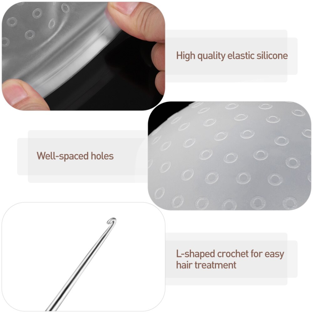 Frcolor elastisk silikone hvid farvehætte med hæklenål frisør salon farve fremhæve genanvendelig frosting pick farveværktøj sæt