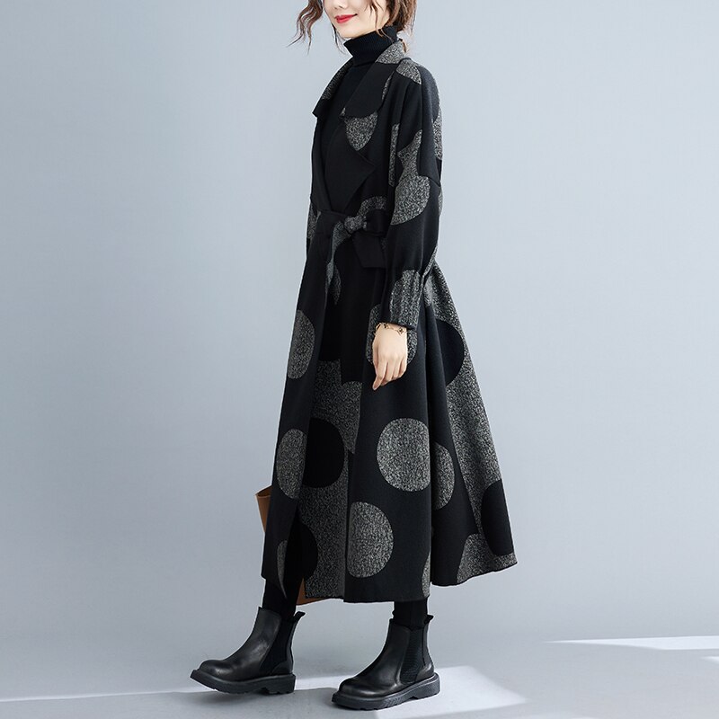 Abrigo con estampado de lunares para mujer, gabera holgada oversizd, estilo informal, cortavientos