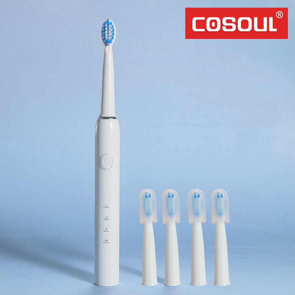 Brosse à dents électrique sonique, 3 Modes recommandés par le dentiste, nettoyage, blanchiment, soins, automatique, Rechargeable par USB, étanche: T1White4Heads