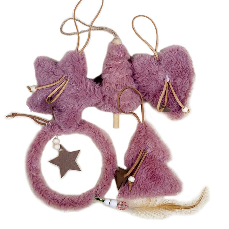 3 st plysch julgran hängande hänge rosa vitt hjärta prydnad: 11 ag 200933- c