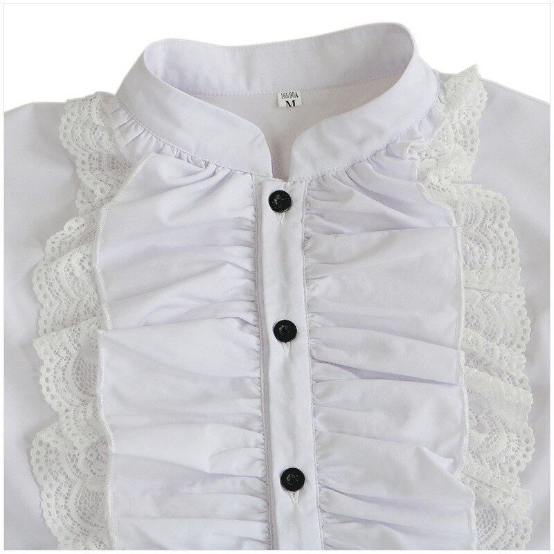 Mænd pirat skjorte vampyr renæssance viktoriansk steampunk gotisk flæsede middelalderlige halloween cosplay kostume tøj chemise toppe