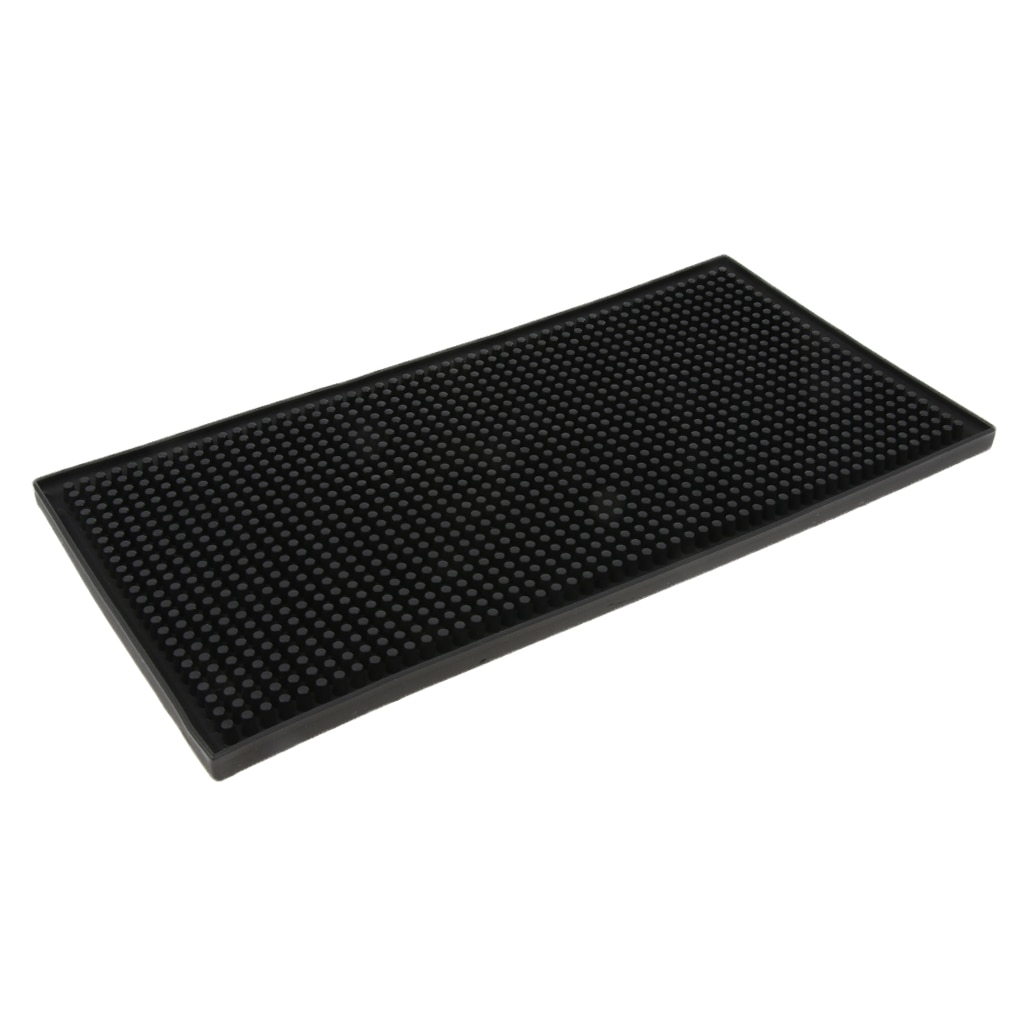 Waterproof Bar Runner Rubber Strip Spill Mat Black for Home Cocktail Party Pub Club Bar Beer Drinks, 30x15x1cm