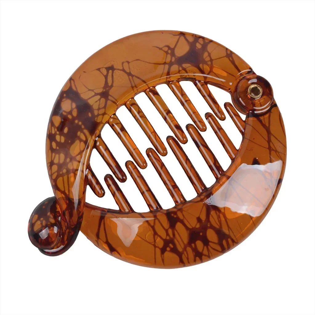 Pinza para el pelo de cola de caballo de forma redonda pequeña, Clip de plátano para mujeres y niñas, soporte para cola de caballo negro y marrón, accesorios para peinados profesionales: Cobre