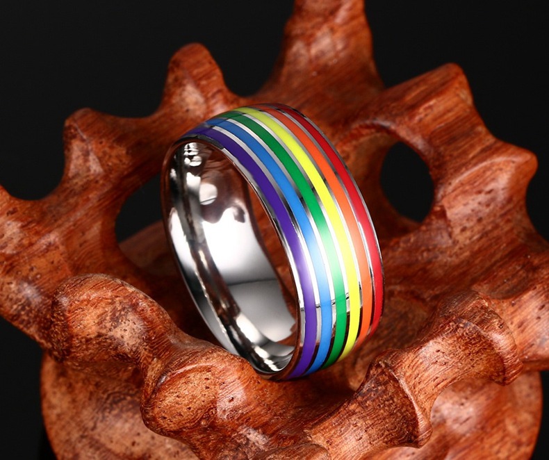 Regenboog Ring Voor Vrouwen Mannen Lgbt Lebian Gay Sieraden Rvs Emaille Wedding Engagement Ringen