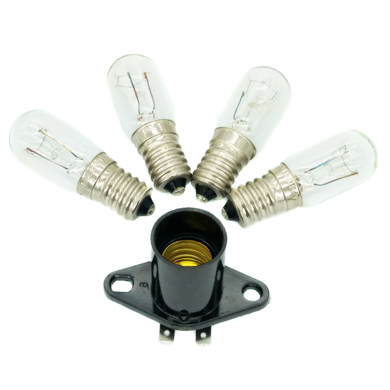 5Pcs E14 Led Lamp Houder Adapter 220V 15W Licht Magnetron Onderdelen 4cm Breed Gebogen Voet hittebestendig Lamp Houder