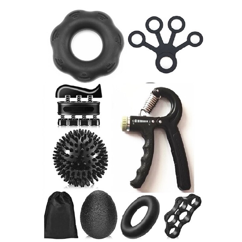 Silicone Finger Gripper Strength Resistance Trainer Hand Grip Wrist Yoga Stretcher Muscle Recovery Hand Rehabilitation Gym Tool: Black