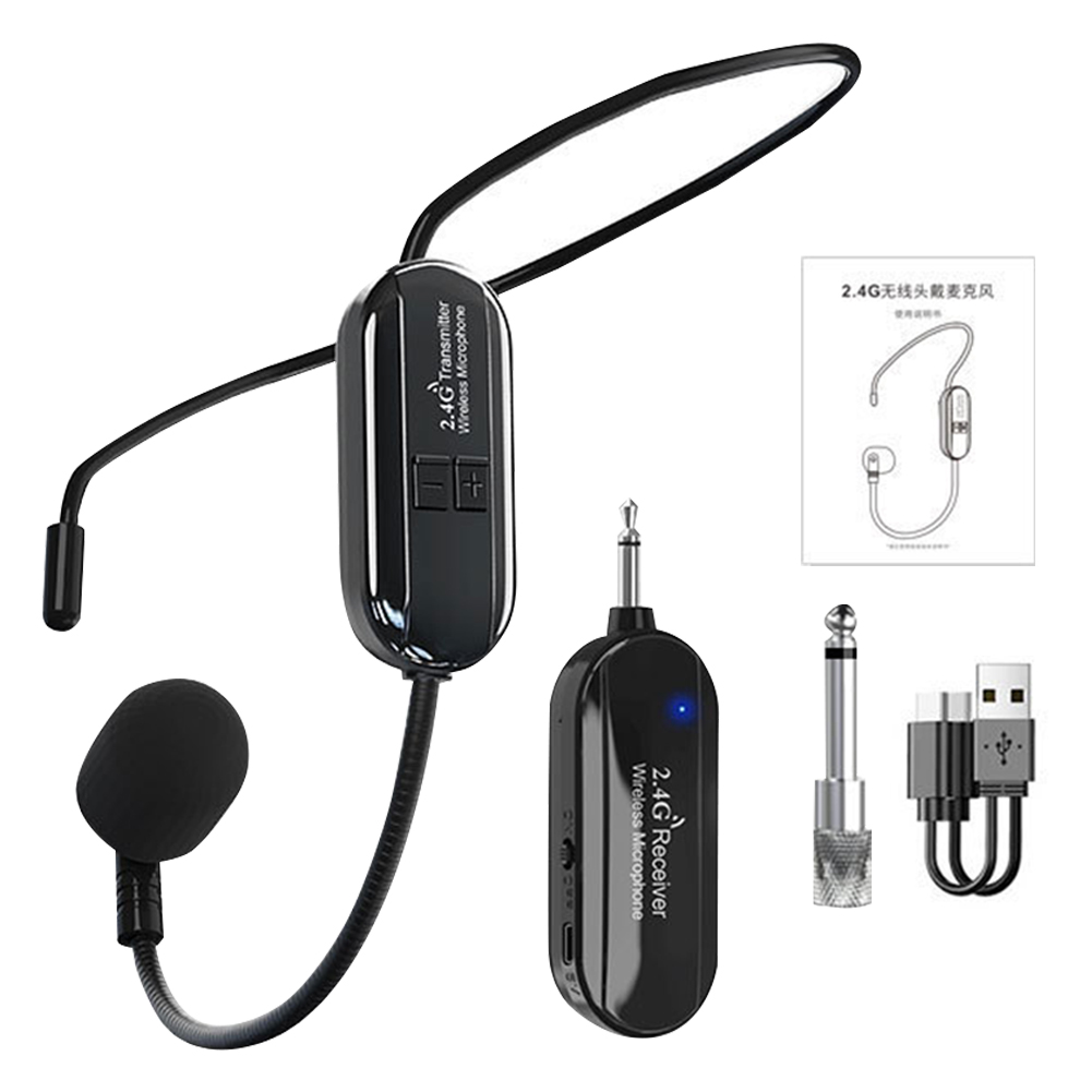 Cuffie con microfono wireless 2.4G Cuffie wireless e sistema microfonico portatile 2 in 1 per amplificatori vocali Altoparlanti da palco Insegnare: Viola