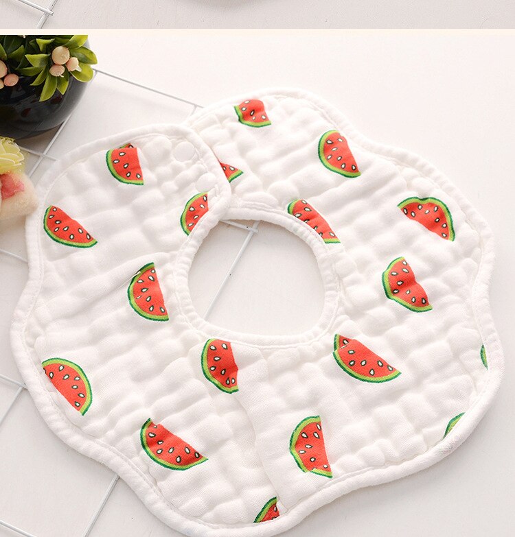 Baby Lätzchen 360 Grad Drehung 8 Schichten Blick Musselin Baby freundlicher Bandana Spucktuch Weiche Neugeborenen Speichel Handtuch Baby zeug: Wassermelone