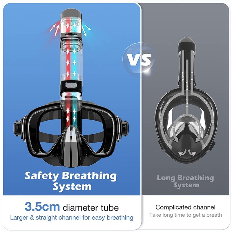 Snorkel Mask Foldable Diving Mask Set With Dry Top System And Camera Mount, Anti-Fog Snorkeling Gear