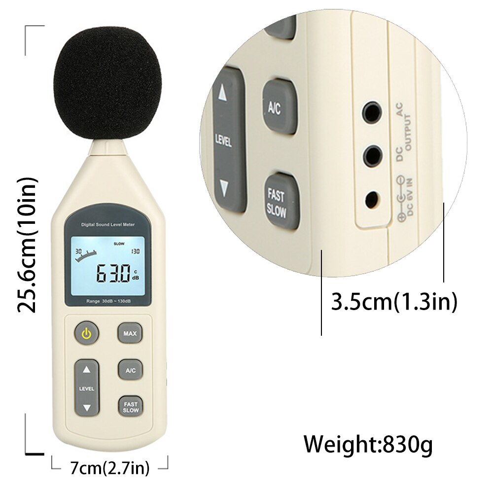 Digitaalinen äänitasomittari desibeli 30d-130 dba diagnostiikkatyökalu valvontatesteri melu db ilmaisin analysaattori diagnostiikkatyökalu