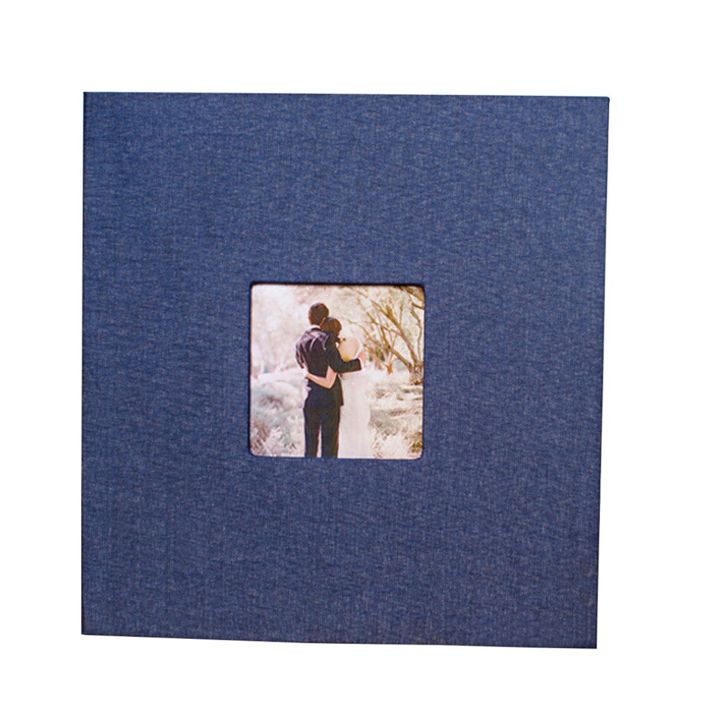 Cloth Cover Self-stick Photo Album Handmade DIY Scrapbook Home Anniversary Picture Album: Deep Blue