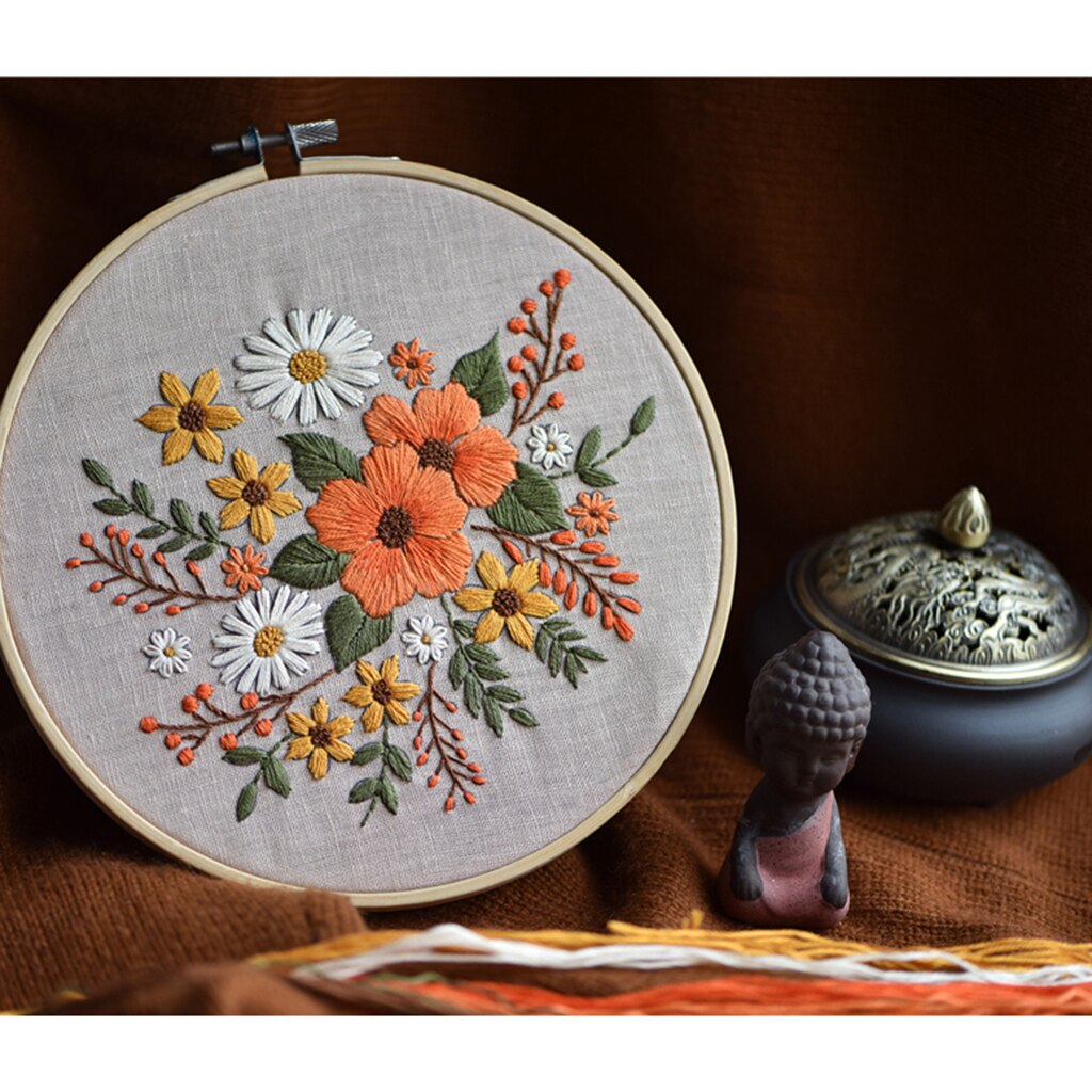 Kit de broderie florale pour débutant, adulte, enfant, bricolage, aiguille, point de croix