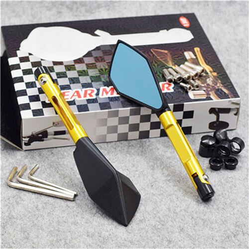 Motorcycle Mirrors Accessoires Voor Yamaha FZ1 FAZER YZF R 3 25 6 600R FZR 600 FZ600 7/822mm Motorfiets Spiegel Handvat Bar End Achteruitkijkspiegel Zijspiegel Wit Glas (Kleur : Blauw