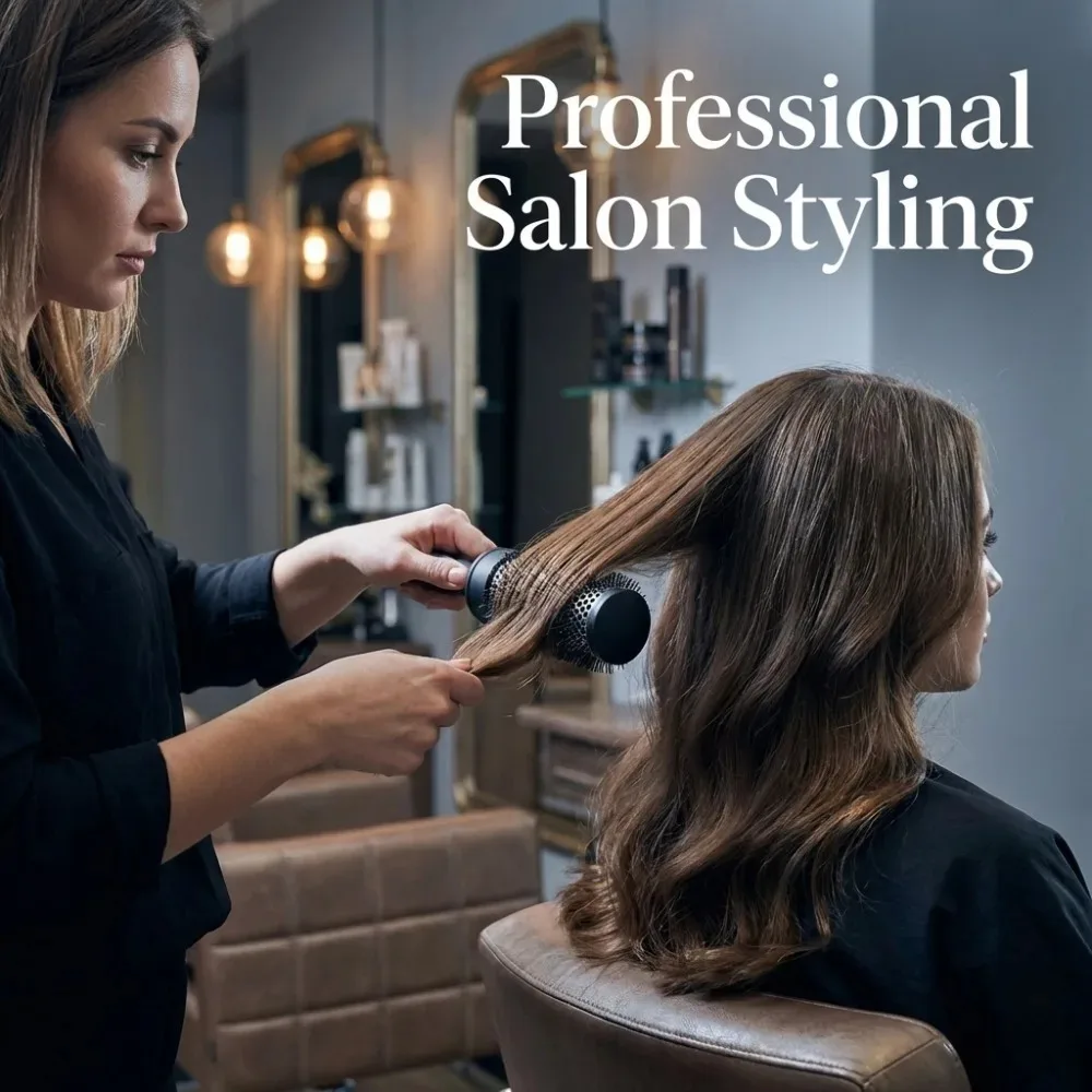 Thermisches Rundbürsten-Set mit Rutschfestem Griff, Nylonborsten, Friseur-Lockenroller, Kamm für Föhn-Styling und Volumen