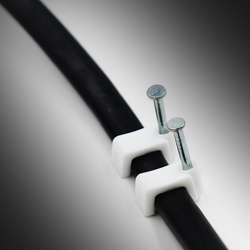 100pcs Home Supplies DIY Cable Clip Multipurpose Fixing Office Wire Card Clamp Square With Nail Mount Wall Sub Line Trough: 5mm