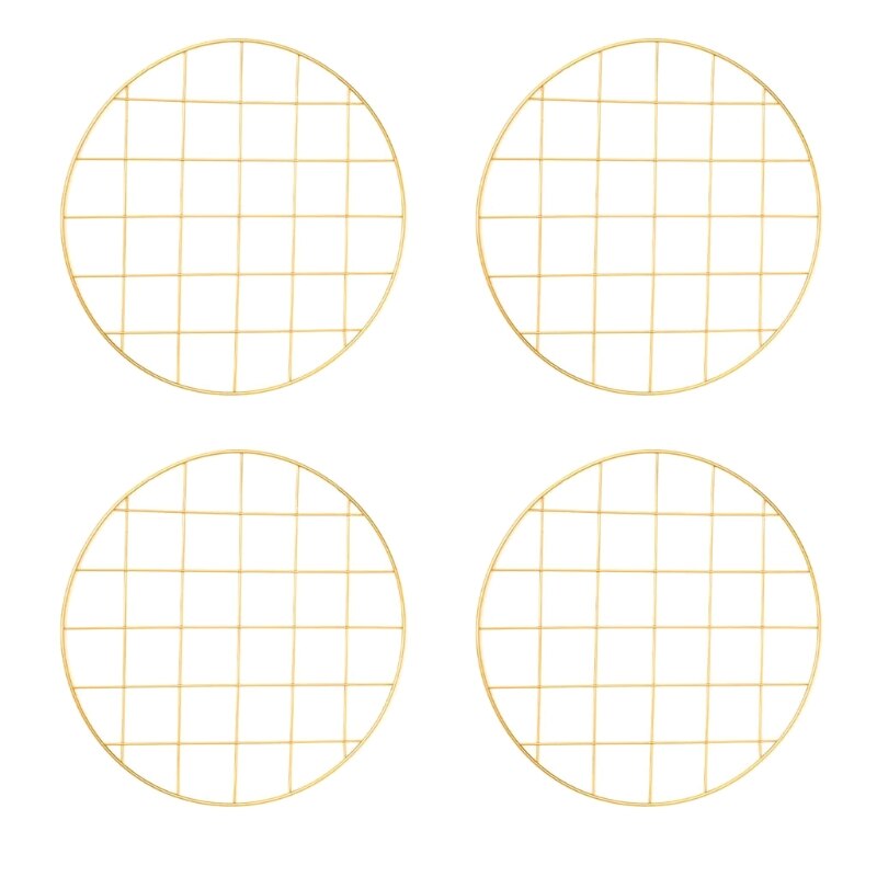 4pcs Round Mesh Grid Wall Photo Postcards Display Organizer DIY Pictures Frame B85C: 5AC703800-GD