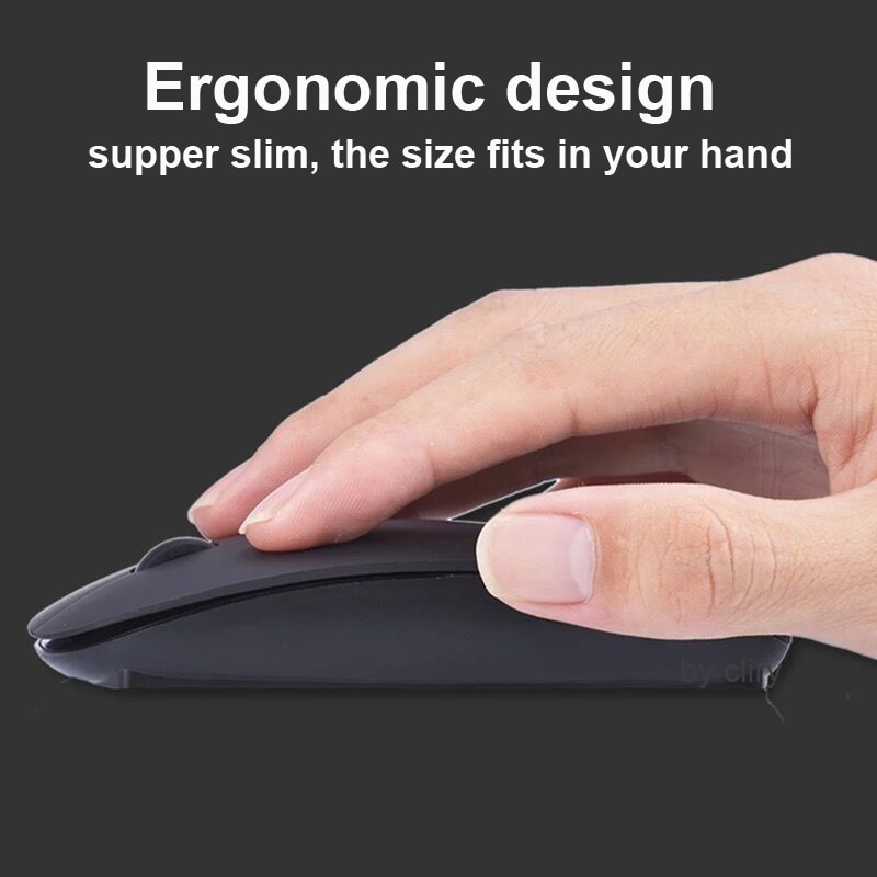 Cliry 2.4Ghz Wireless + Bluetooth Dual Mode 2 In 1 Cordless Mouse 1600 DPI Ultra-thin Ergonomic Portable Optical Mice computer
