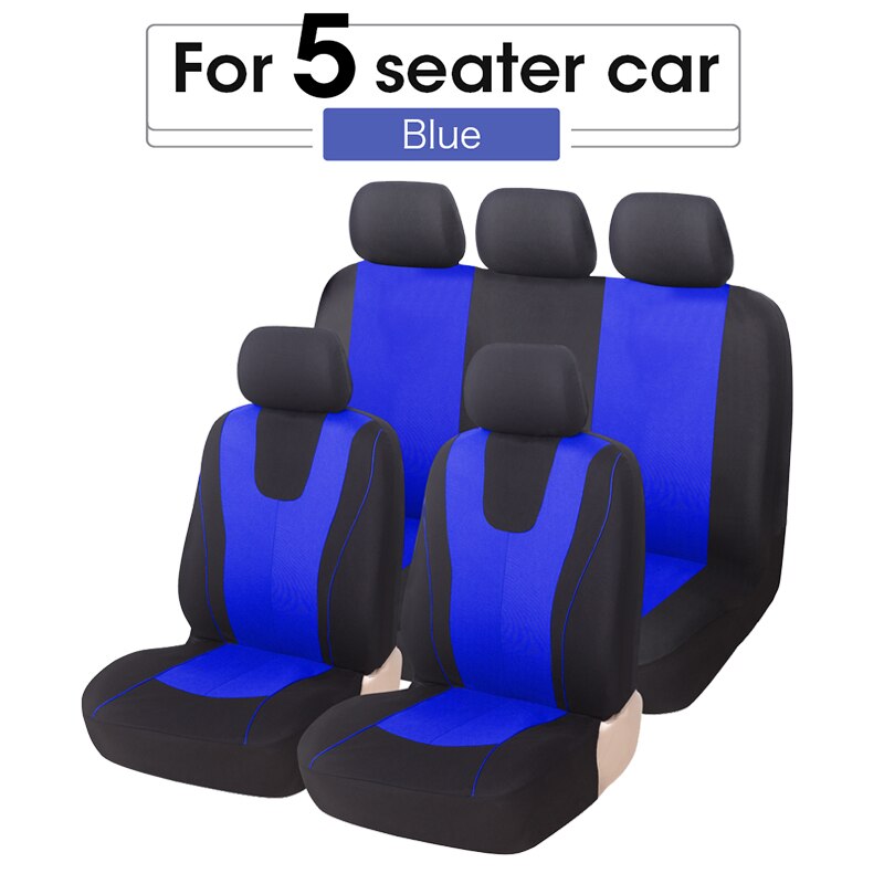 Universal Blue Car Seat Cover Polyester Fabric Protect Seat Covers: full set blue