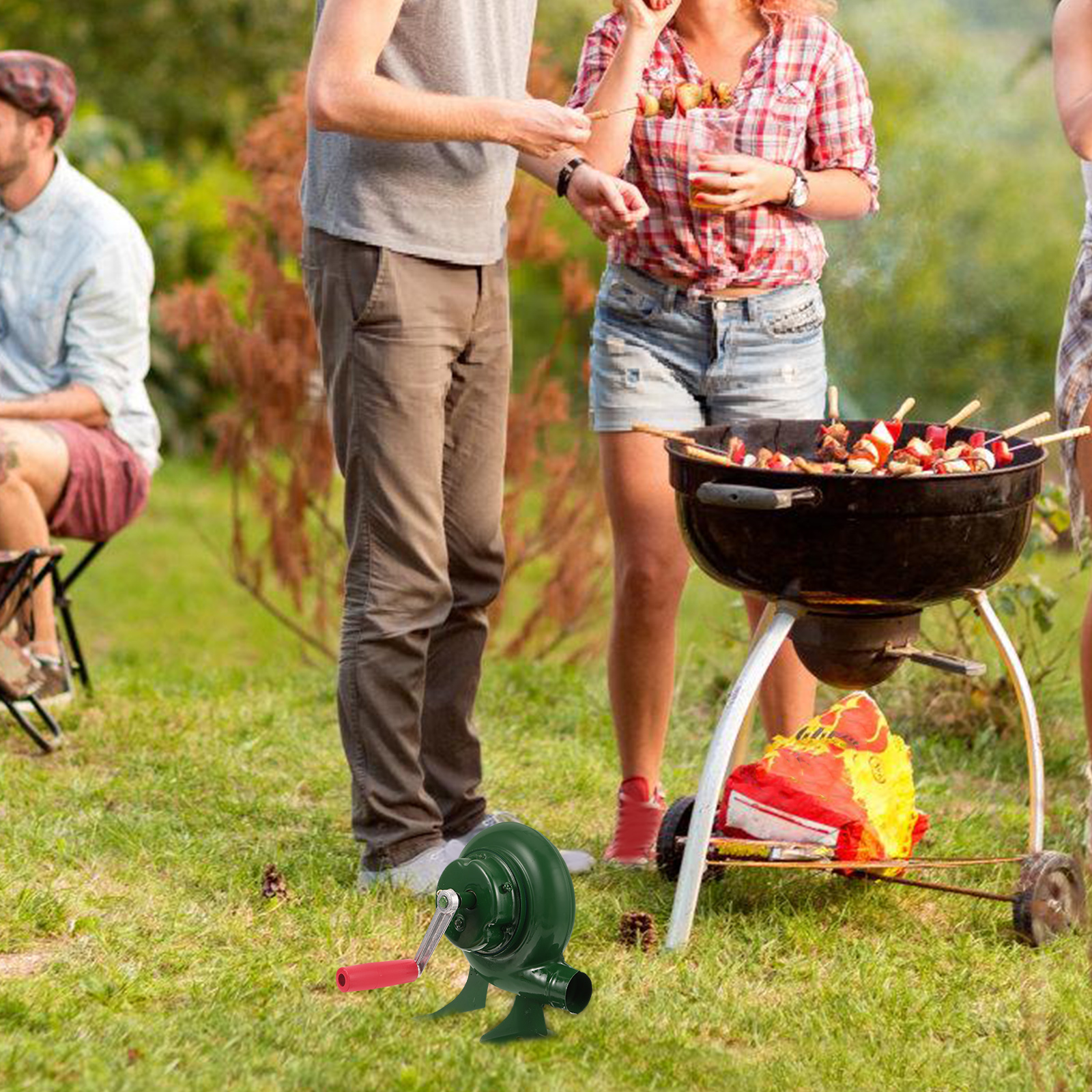 Handblazer Draagbare vuurlucht voor grill Open haard Kachel Held ijzer Camping Barbecueventilator