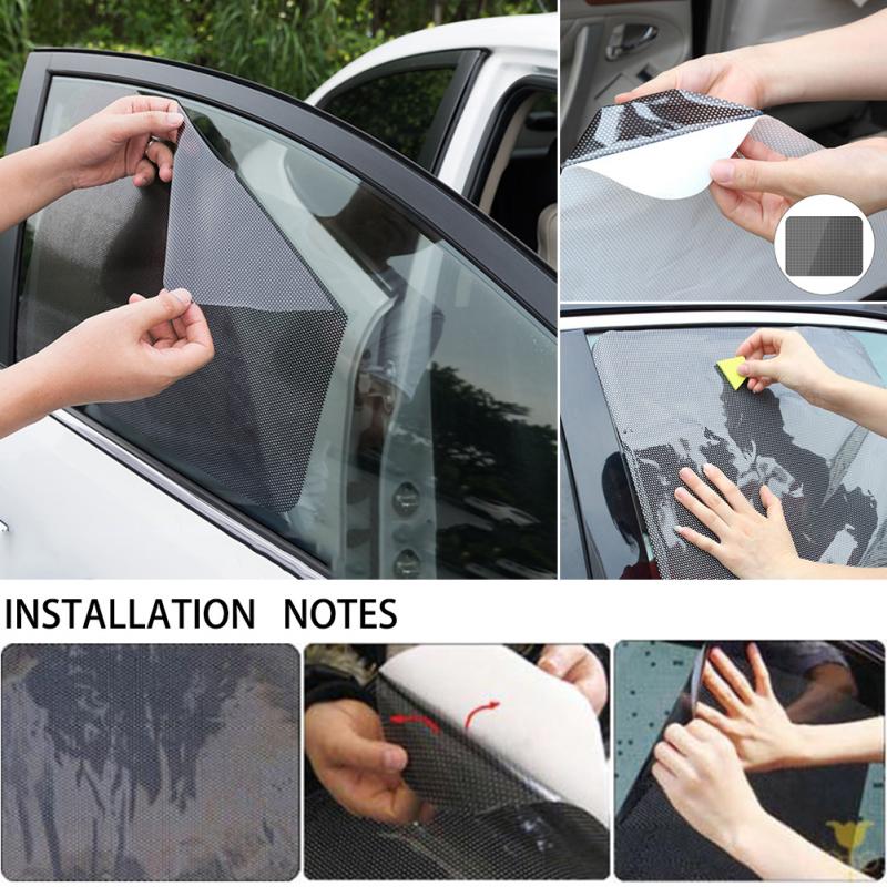 2pcs 42x38cm DIY Car Sun Shades Film Sun Protection Window Cover Black PVC Sunshade Side Window Shield with Small Holes