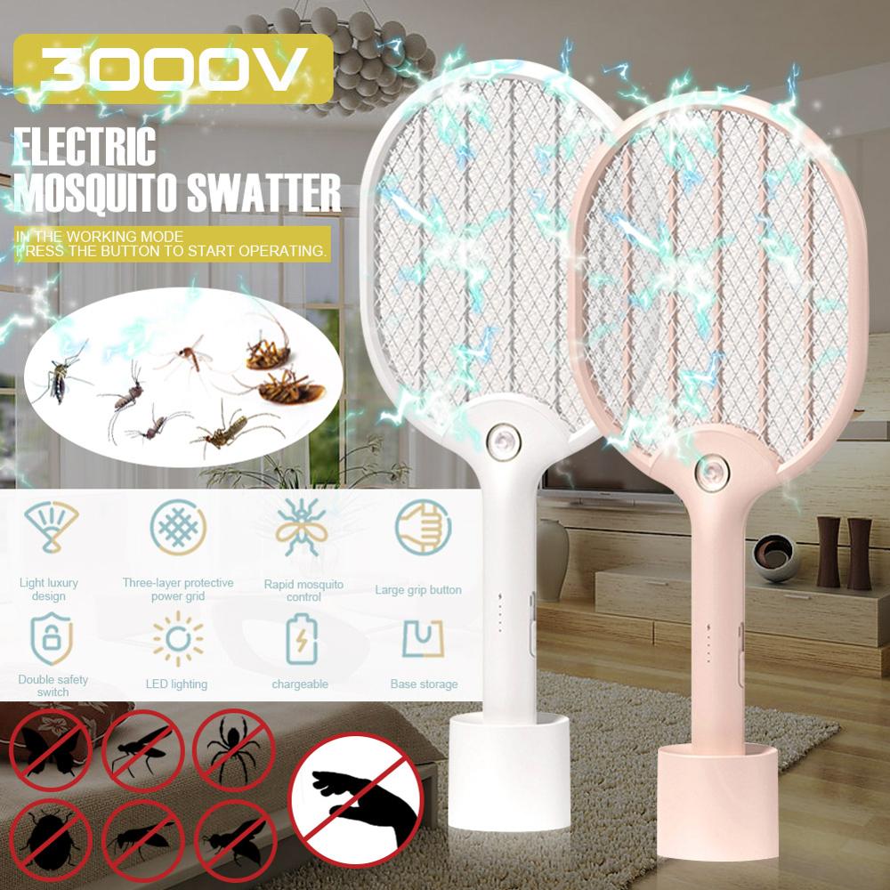 Handheld Elektrische Bug Zapper Vliegenmepper Mosquito Killer Oplaadbare Met Led Licht Voor Indoor En Outdoor Gebruik