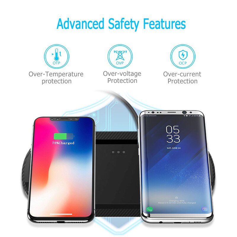 Double 10W Qi Wireless Charger Pad for iPhon 11 XS XR X 8 AirPods Pro Fast 10W Dual Charging Dock Station For Samung S10 S20