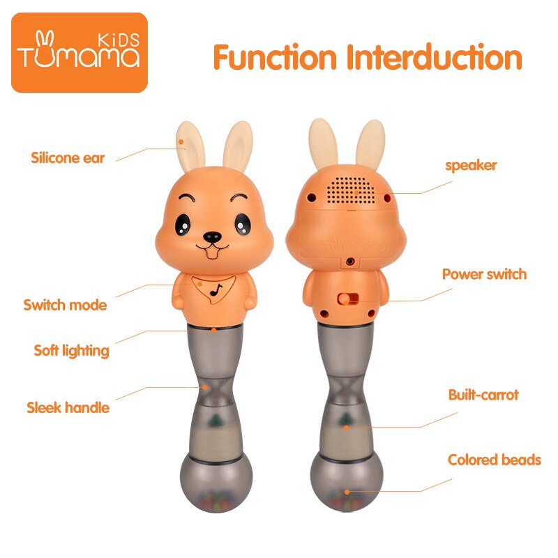 Tumama ベビーラトル 4 1 で音楽砂のハンマーのおもちゃベビー点滅ベビー教育新生児早期教育のおもちゃ