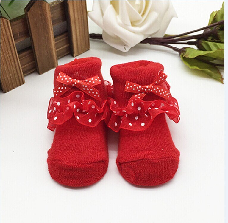 2019 Crianças Crianças Meias Meias Bebê Meias de Algodão Do Bebê Meninas Princesa Bowknots Vermelhas 0-6 Mês: Vermelho