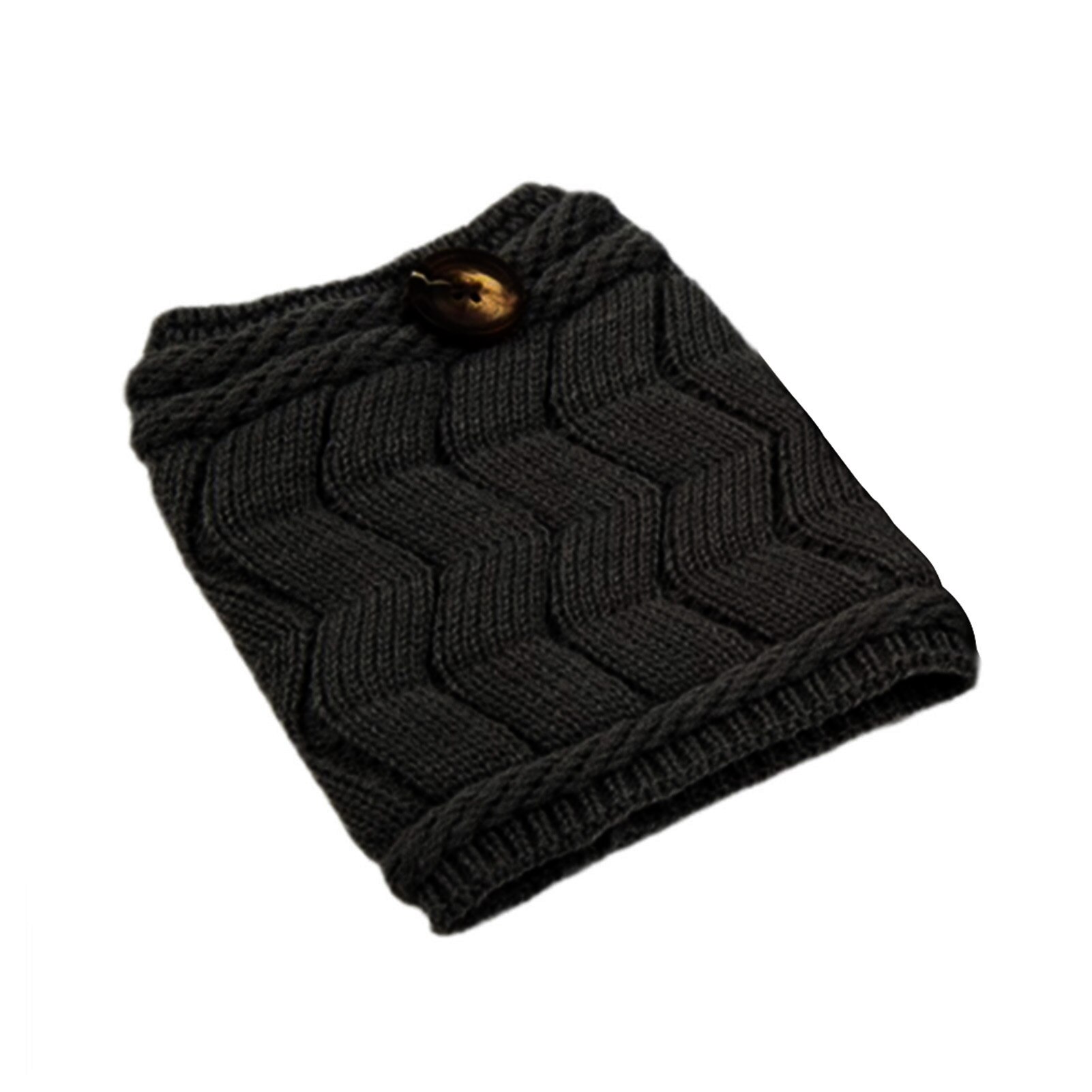 1 par de calentadores de piernas de Color liso para mujer, calentadores de piernas de punto cálidos para invierno, botas de calcetín para mujer, calentadores de piernas, chaussetes para mujer: Black