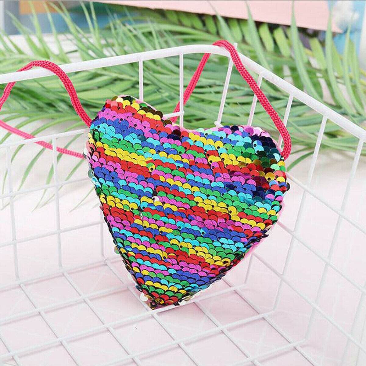 Accesorios para bebé, monedero de corazón para mujer y niña, Bolso pequeño de lentejuelas, bolso de mano de , accesorios para niños,: Multicolor