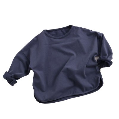 Bebis flickor t-shirt höst barn toppar kläder barn t-shirts för små barn pojkar långärmad t-shirt solid bomull: Blå / 6