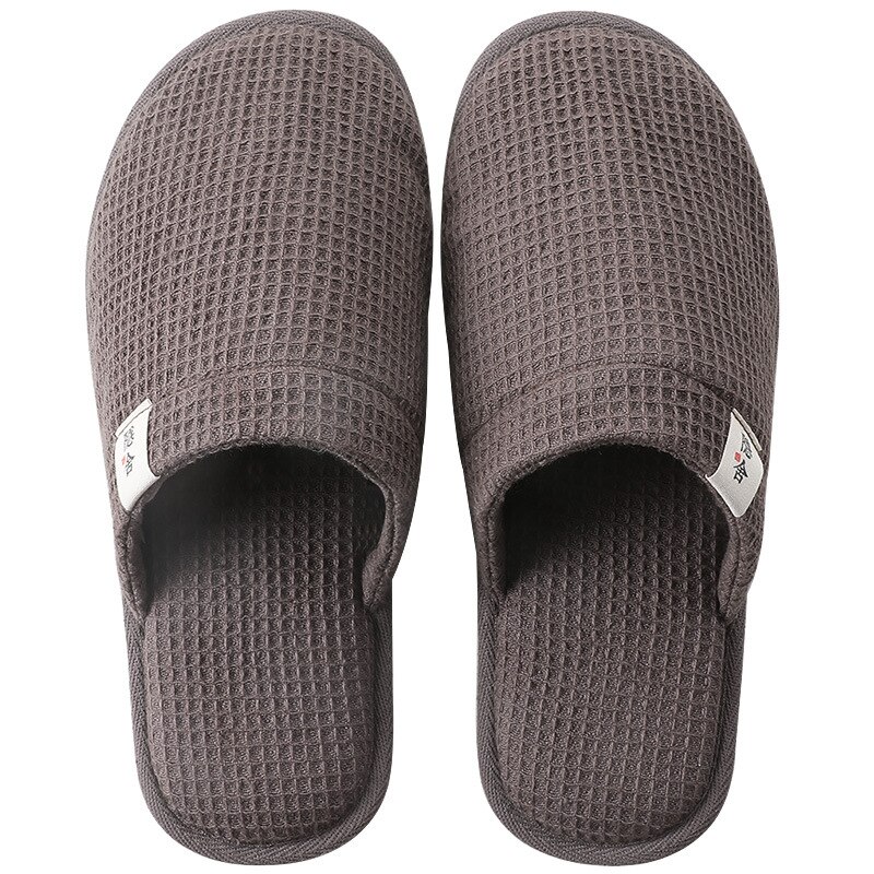 Fujin lin tøfler dame sommer Brann årstider stum sklisikker myk bunn tøfler herre hjemme deodorant tøfler: Kaffe / 41-42(25.5-26cm)