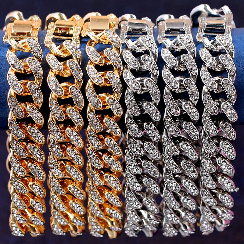 Flatfoosie Hip Hop Cubaanse Link Enkelbandje Sieraden Voor Vrouwen Iced Out Bling Strass Enkelbandje Blote Voeten Sandalen Voet Sieraden