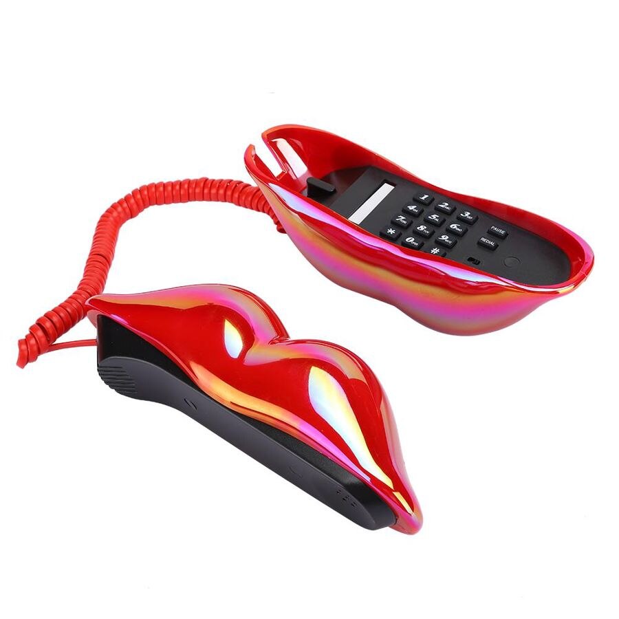 Red Lips Landline Phone European Desktop Telephone for Home Office Desk Landline Phone Mouth&#39;s Lips Shape telefone