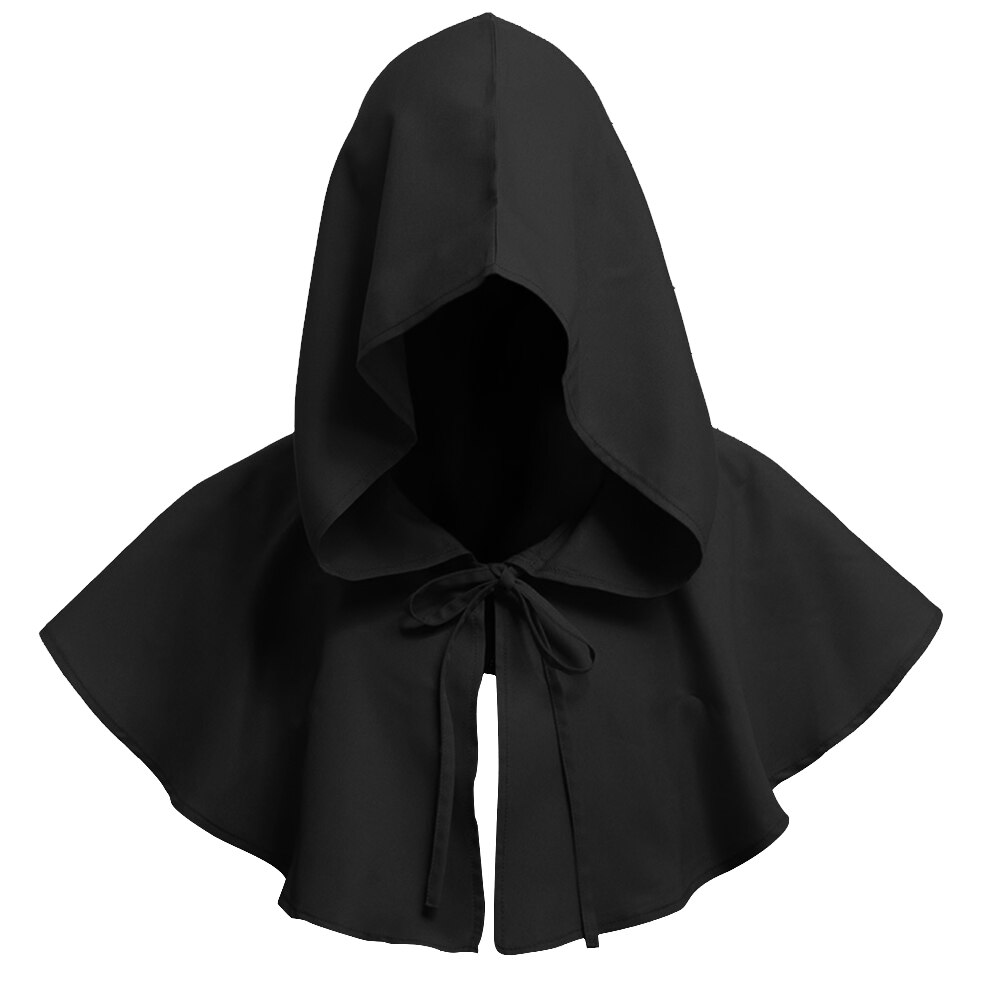 Moyen âge capuche corde Cape sorcière médiévale déguisement d'halloween accessoires de Cosplay jeu délicat Halloween événement: Black