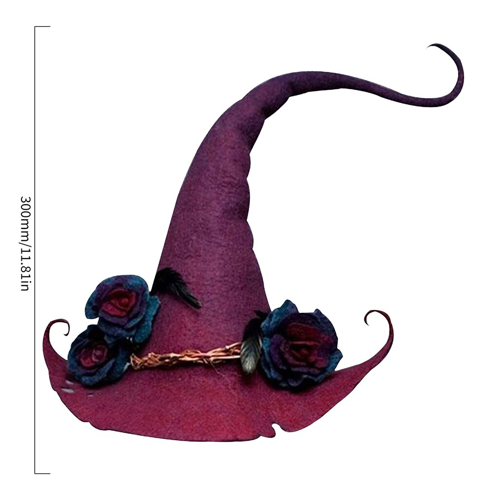 Sombrero de bruja de fieltro con flores hecho a mano, accesorios de cosplay para de Halloween, decoración exquisita: Style 2