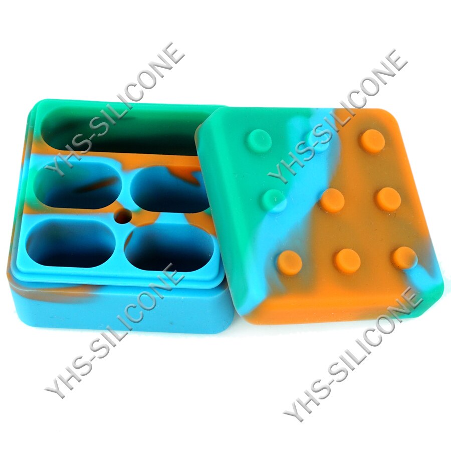 1pc 4+1 26ml Non-stick Silicone Container Colorful Food-grade Silicone Oil Box Reusable Silicone Herb Wax Jar Kitchen Gadget