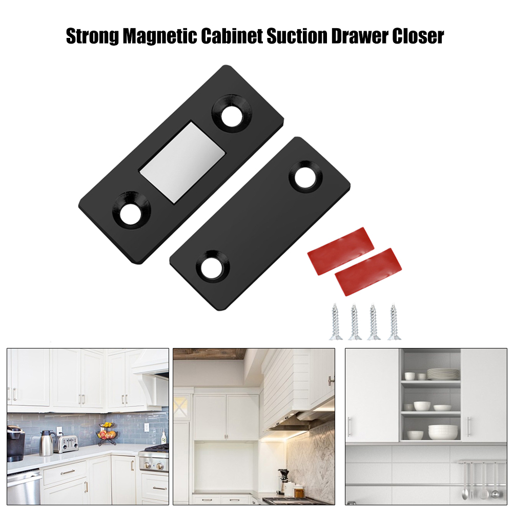 2pcs Strong Magnetic Punch-Free Door Catch Latch Screw Holes Wardrobe Stop Door Closer Ultra Thin Closures Furniture Cupboard