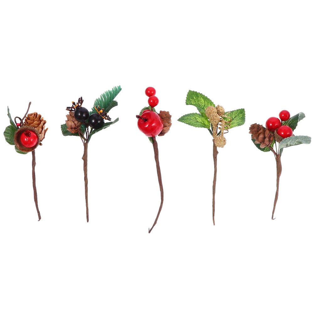 5pcs DIY Christmas Greeting Cards Decoration Simulation Pine Cone Branches