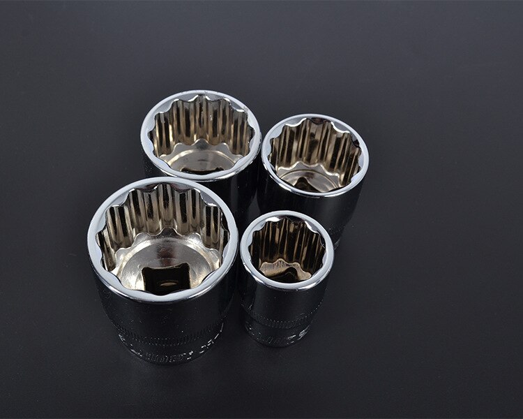 1/2" 12-point Socket Bit Ratchet Wrench 12pt Square Drive Mirror Socket 12 Angles Plum Blossom Sleeve Hand Tool Kit 8-32mm