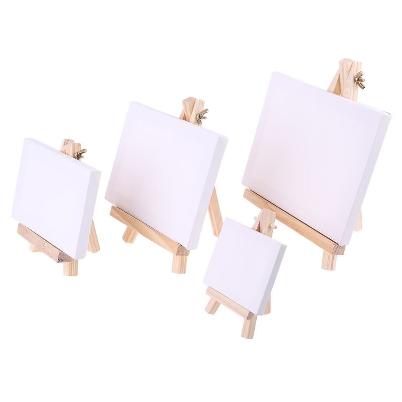 Mini Canvas En Natuurlijke Houten Schildersezel Set Voor Art Schilderij Tekening Craft Wedding Supply