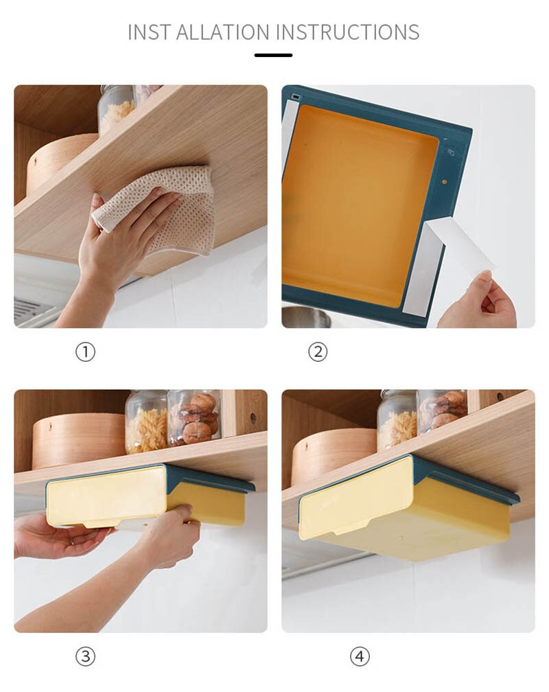 Invisible Storage Drawers Under Table Organizer Kitchen Utensils Storage Drawer Desk Memo Pen Stationery Storage Box Holder Case