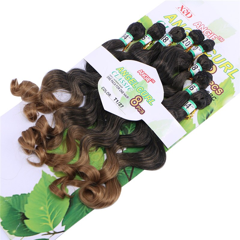 Schwarz Farbe Synthetische Haar Extensions Weave Körper Welle 8 stücke ein Satz Hitzebeständige faser Haar bundles: 1B-27